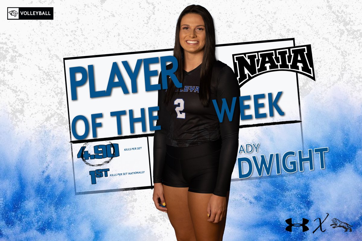 dwtigers's tweet photo. #15 @DWUVolleyball places two student-athletes on the @NAIA Volleyball Players-of-the-Week awards in Ady Dwight &amp; Madeline Else.

Dwight leads the nation in kills per set, while Else leads the nation in assists per set!

📰: https://t.co/FA48jpikdV

#BleedBlue | #EarnYourStripes https://t.co/zf6PPHj28P