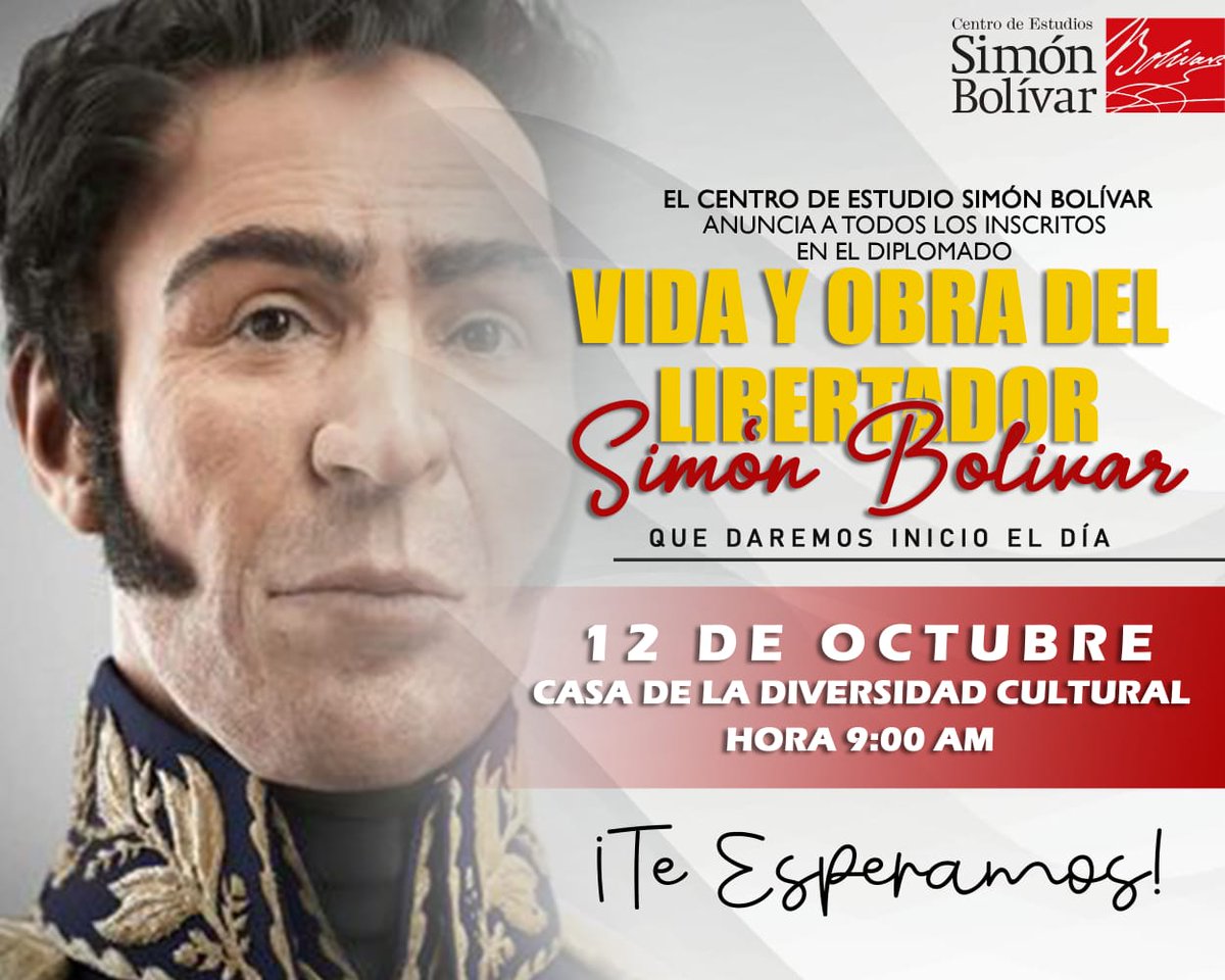 GabrielRPsuv's tweet photo. Mañana tendremos el honor de Acompañar al centro de estudios Simón Bolívar  Apertura del Diplomado Vida Y Obra Del Libertador que tendrá lugar en la casa de la diversidad cultural de nuestro Municipio a las 9:00
#LasTejeríasRenacerá
@NicolasMaduro 
@chavezcandanga
@LolimarPSUV https://t.co/mmV98VEXCd