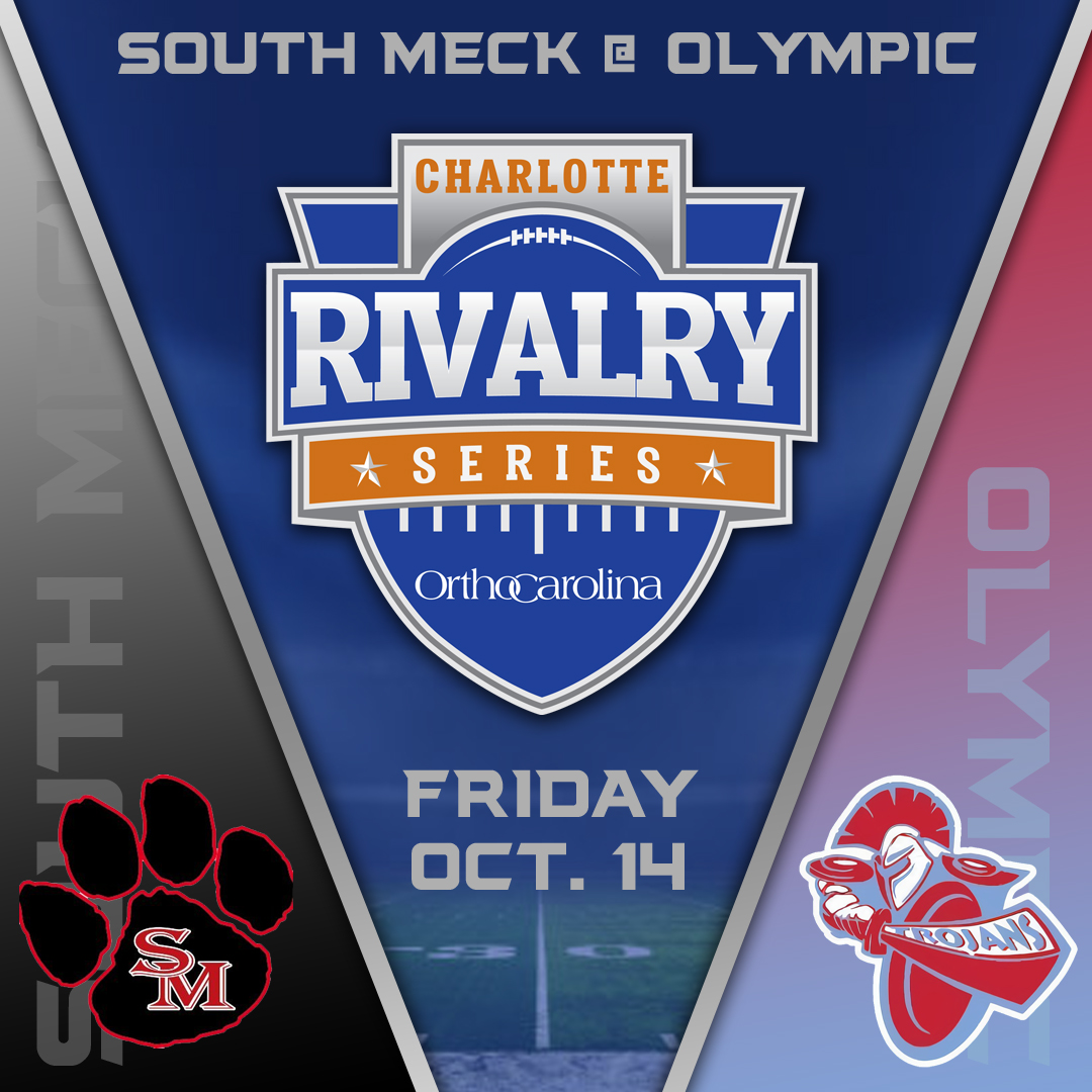 clt_rivalseries's tweet photo. Game 5⃣ of the Charlotte High School Football Rivalry Series powered by @OrthoCarolina kicks off at 7:00pm on 10/14 featuring @SouthMeckSabres vs @OlympicFB 

Watch this game live on the NFHS Network using the link below ⬇️⬇️⬇️

https://t.co/EjpvM52hQ8 https://t.co/LdtnefF1dZ