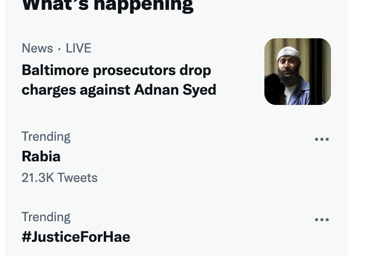 maggiefreleng's tweet photo. When this fucking queen is trending on Twitter @rabiasquared  AND WE FUCKING FREED ADNAN FULLY!!! So many fucks today. It's a good day. Now, let's get #JusticeForHae https://t.co/0DFep8wglC