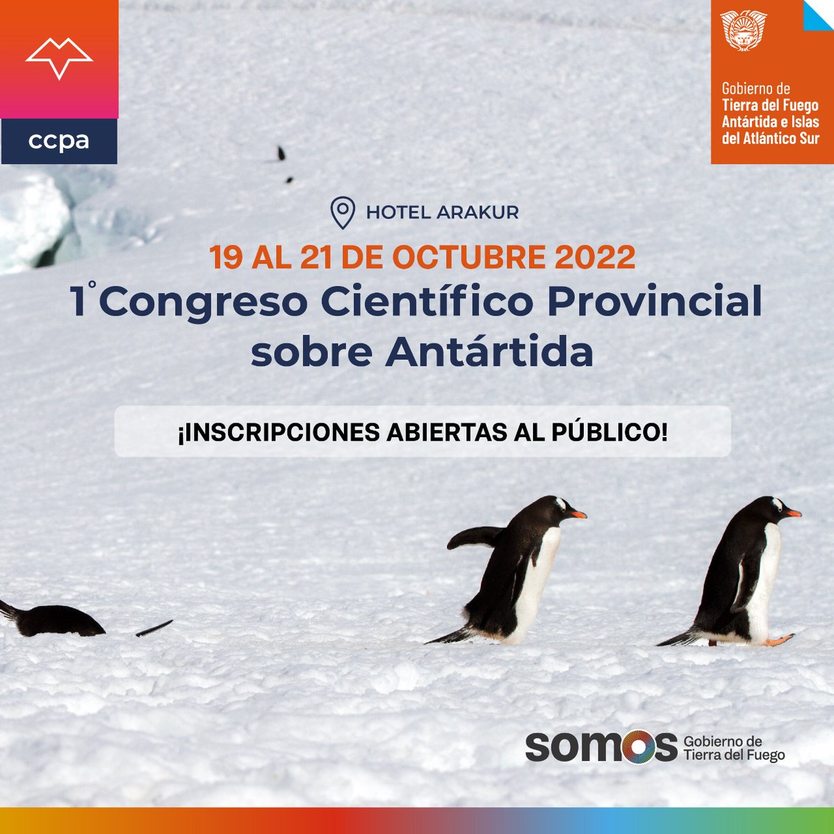alejandraman_ok's tweet photo. Se abren las inscripciones para asistir al Primer Congreso #Científico Provincial sobre #Antártida 
Se realizará durante los días 19, 20 y 21 de octubre en #Ushuaia de manera híbrida (Hotel #Arakur- y virtual). https://t.co/Yt4Q5p46u8