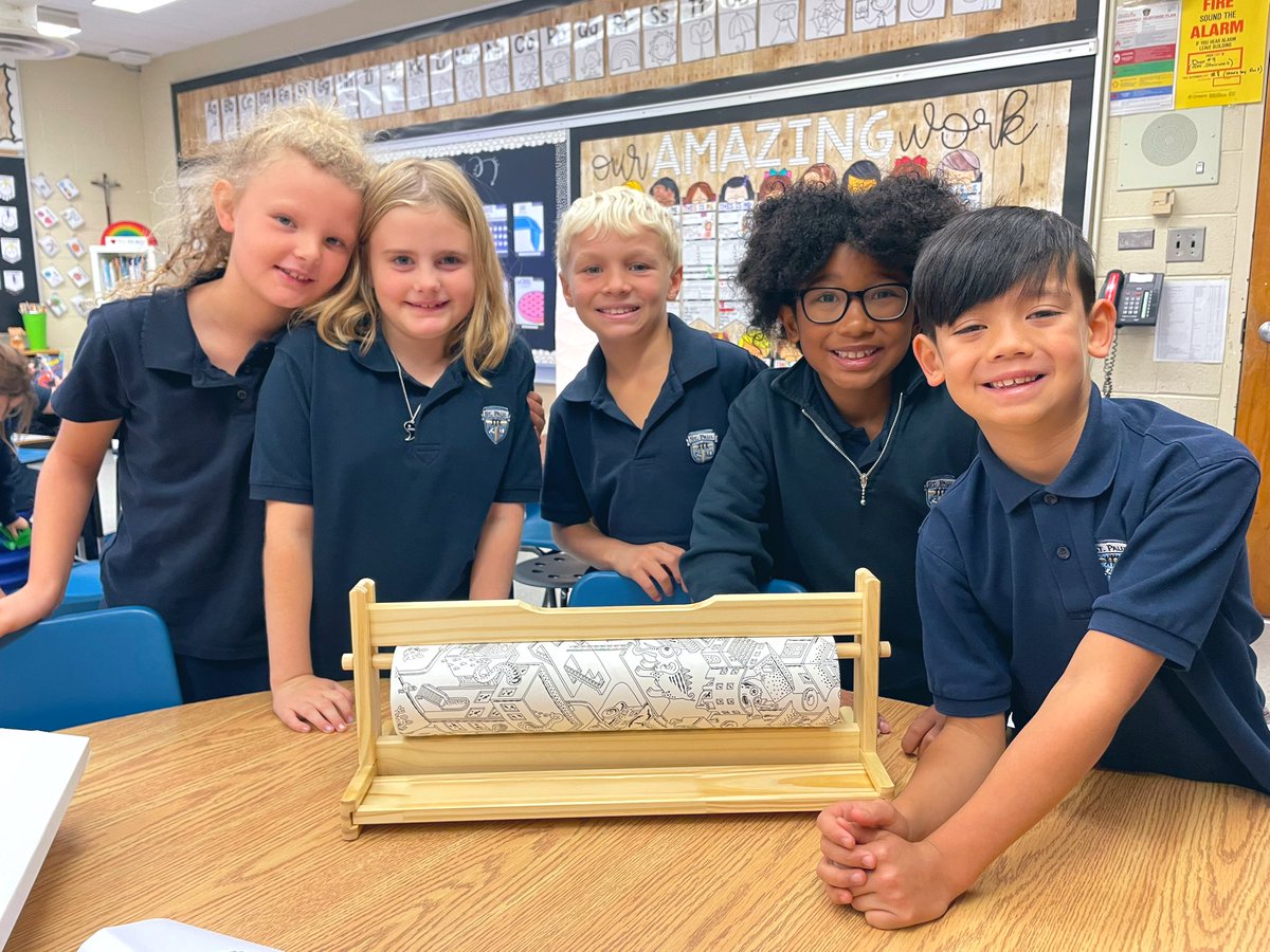 missmorrallees's tweet photo. Teamwork makes the dream work! Thanks to these Grade Three volunteers who helped to construct this for our new communal colouring table! 🔨 @StPaul_CES https://t.co/t4MPj32GRV