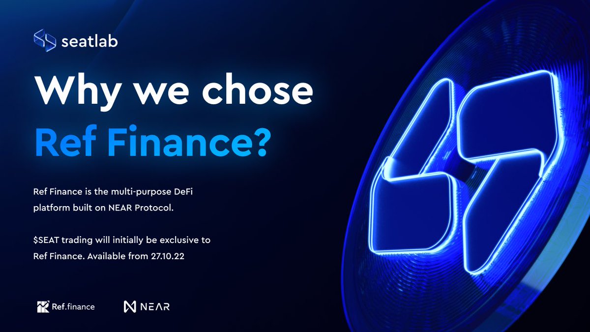 $SEAT will soon be available to trade via <a href="/finance_ref/">Renamed</a>

Why Ref Finance?
- Leading NEAR-based DEX ✅
- Same team as Skyward where we hosted our IDO 🤝
- Opportunity for farming rewards 💰

$SEAT is live on 27.10.22