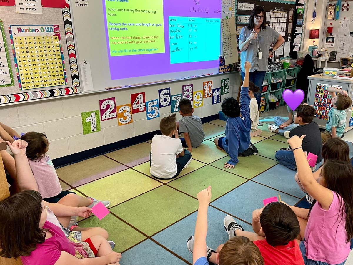 TidwellBrittani's tweet photo. Let students do the measuring! Today, I learned that a mini-fridge is 18 inches tall and second graders learned how to convert that to feet! Loved watching you do what you both do so well, Mrs. Grover and Ms. Lalonde📏✏️ #SetAGoldStandard https://t.co/YrPuJDs6Eh