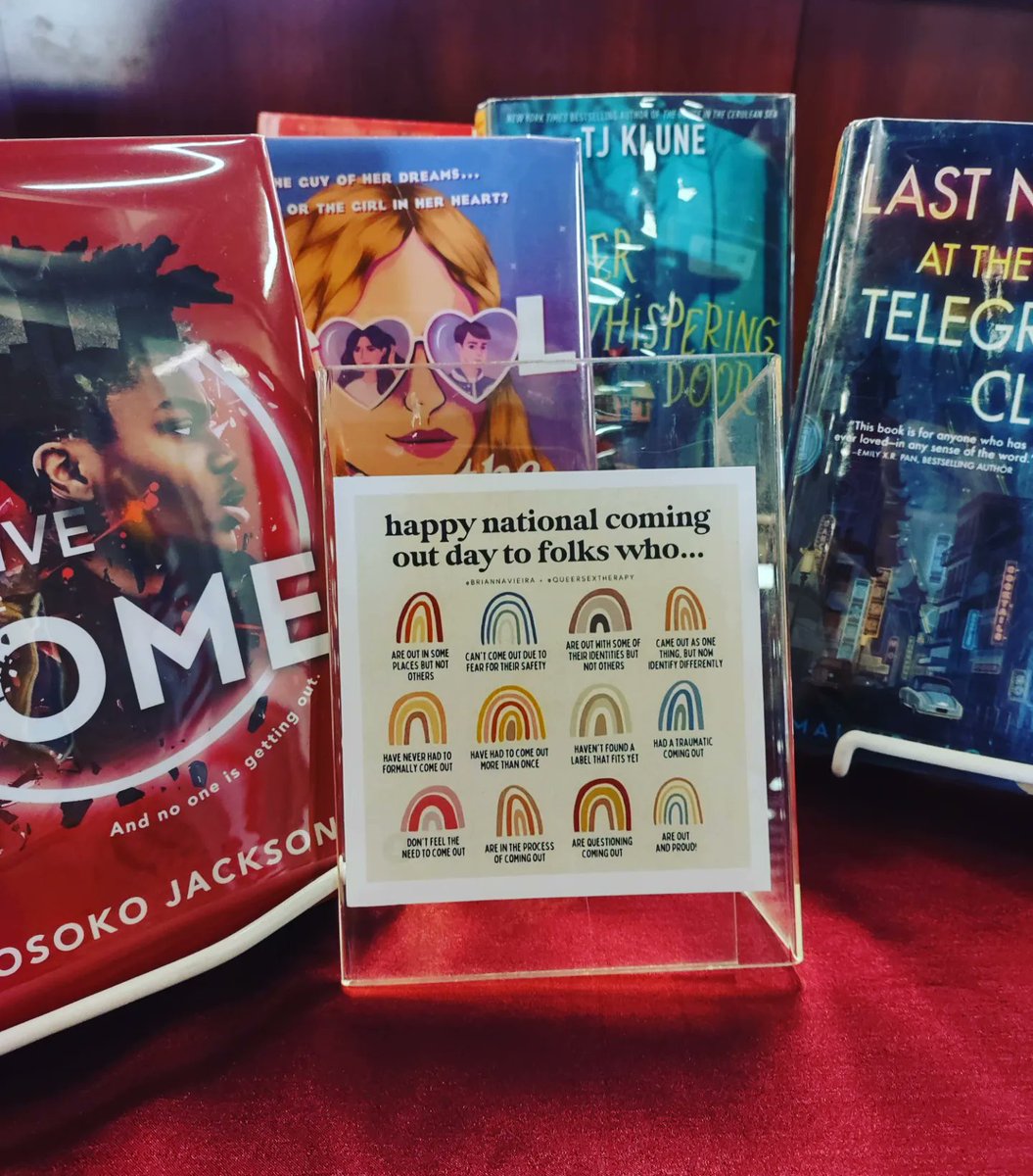 BrushLibrary's tweet photo. October 11th is National Coming Out Day. Check out a book from the KBL featuring LGBTQIA+ characters and authors. Remember that everyone's coming out journey is different! #nationalcomingoutday https://t.co/pcMDVU5XBt