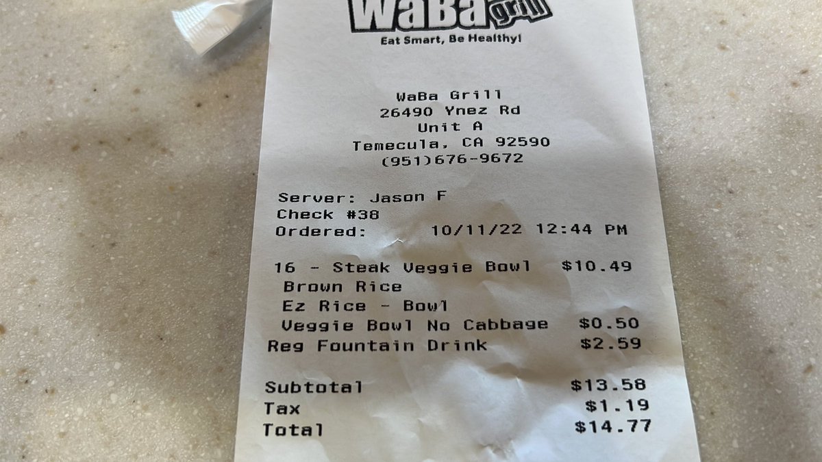 RyanSMiller's tweet photo. @wabagrill Charged MORE to omit cabbage?!?! Charge 50 cents to get less!!!! Cashier didn’t tell me I was going to be charged!!! How hard is it to NOT add cabbage?! https://t.co/CAHHKLlM4c