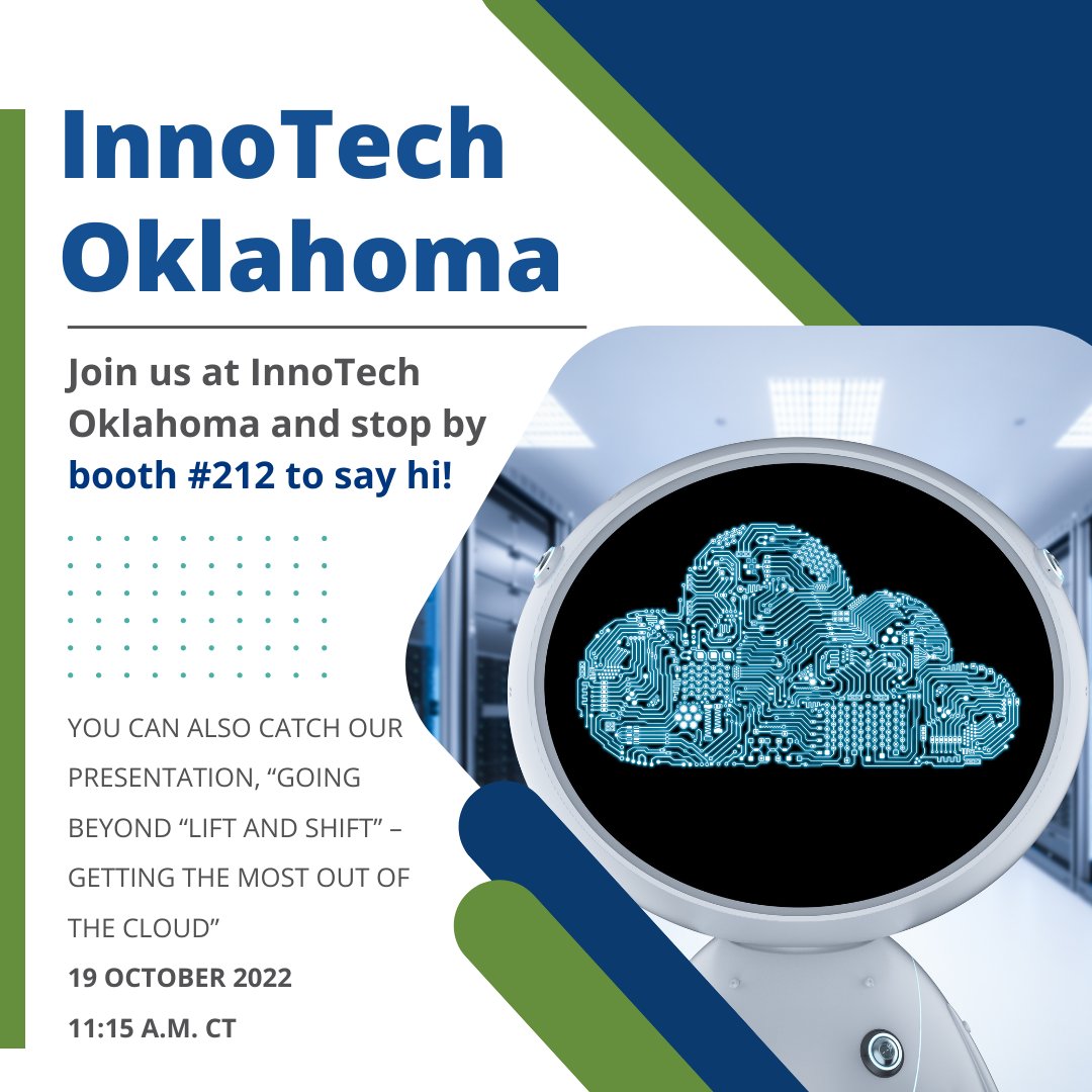datavail's tweet photo. Join us at InnoTech Oklahoma on October 19 and stop by booth #212 to say hi! You can also catch our presentation, “Going Beyond “Lift and Shift” – Getting the Most Out of the Cloud” at 11:15 a.m. CT. #InnoTechOK
https://t.co/a1f16JBMOe
#cloud #cloudmigration #innotech #cloudevent https://t.co/hO4ns0cr2O