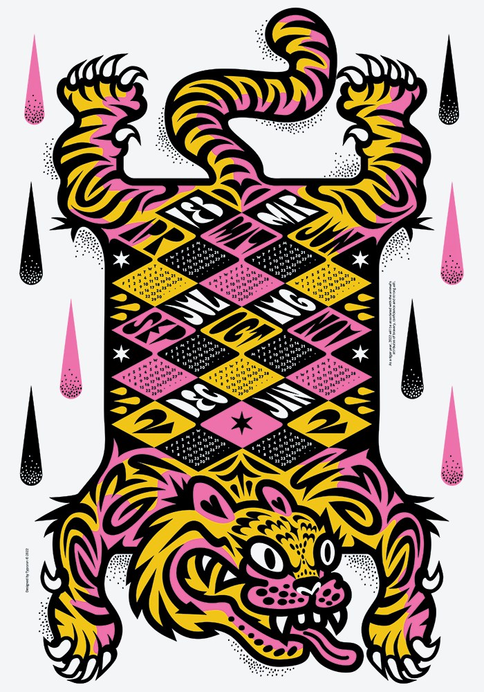 CA Winner: Drawing inspiration from Tibetan tiger rugs, Cristian Vargas of <a href="/Typozon/">Typozon</a> created this Year of the Water Tiger calendar that displays the months of the year in a rhomboid pattern. ow.ly/pV1h50L6XAv