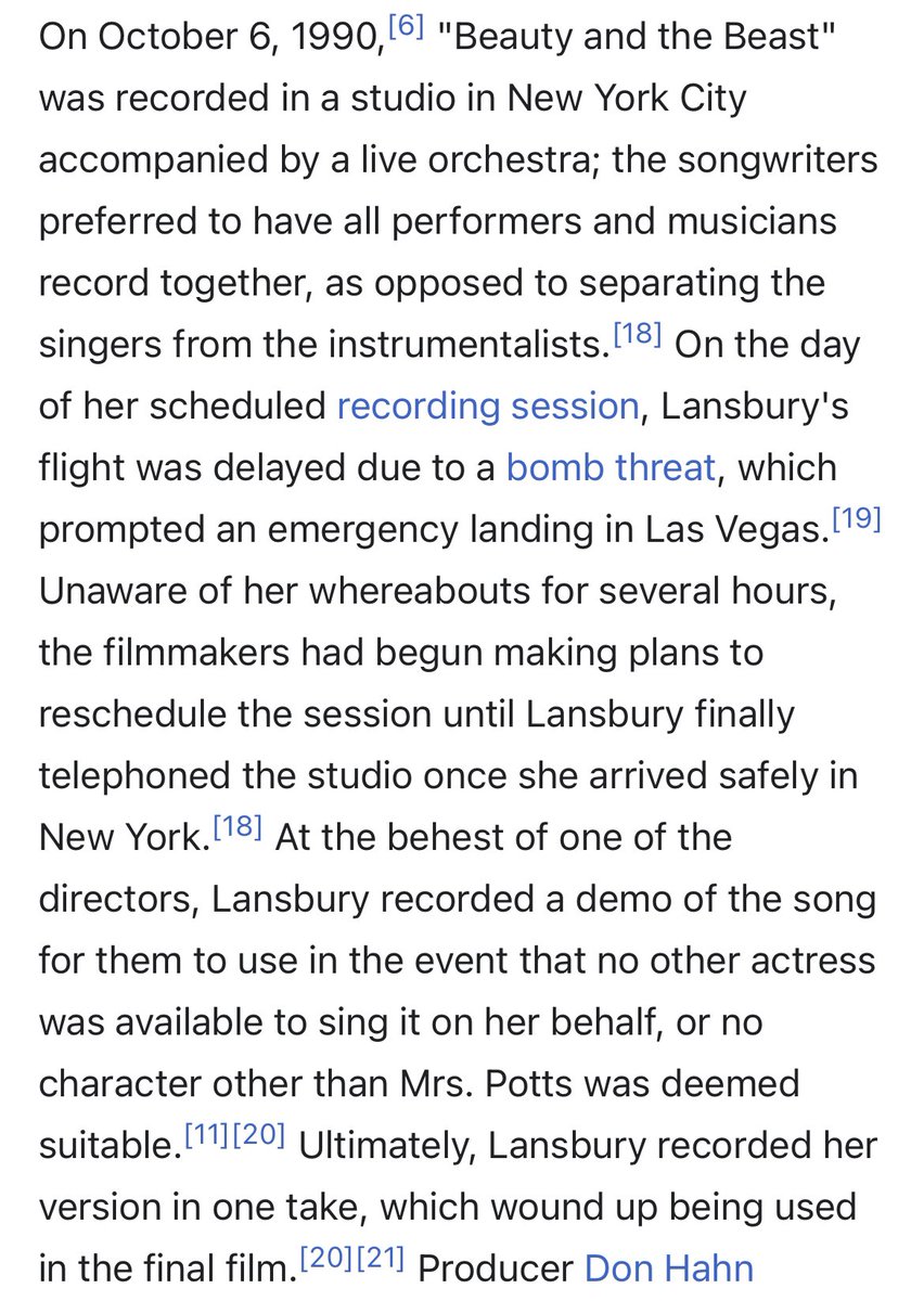 sunnyright's tweet photo. Angela Lansbury thought she wasn’t strong enough to sing “Beauty and the Beast” but sang a demo version in one take just in case. 

That one take is the one in the film. https://t.co/rbo2SUEH2Z