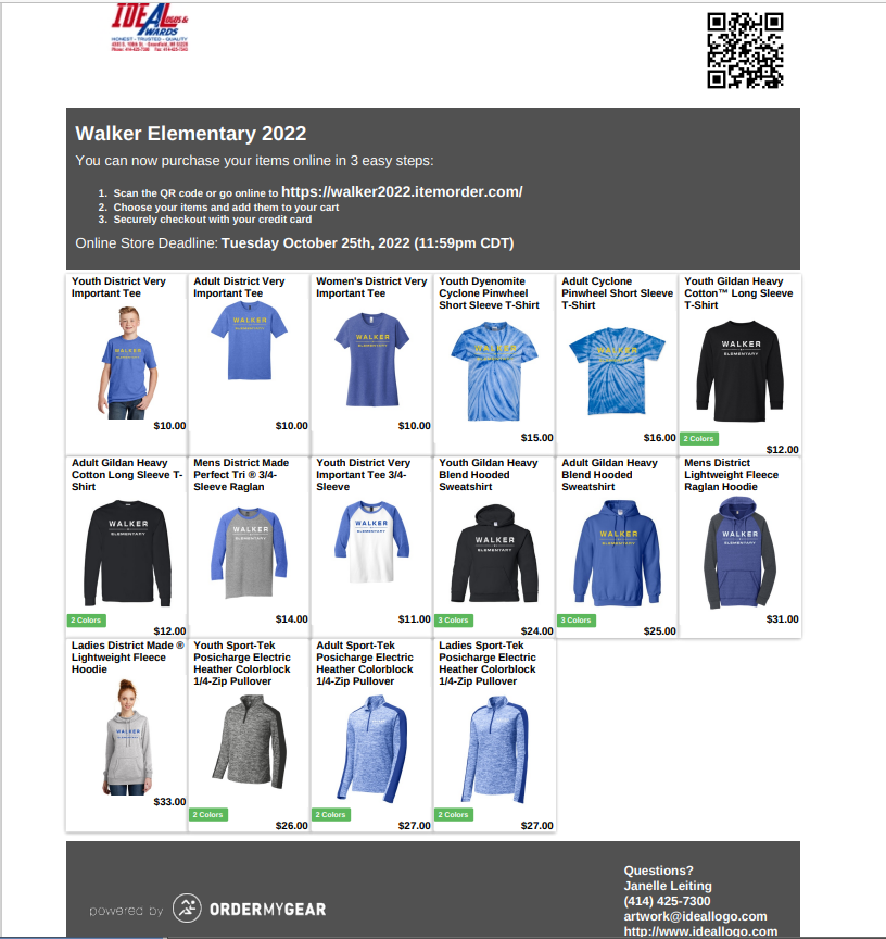 WalkerNxGL's tweet photo. Walker PTA's Walker Wear sale is up and running!! Orders need to be in by October 24th. https://t.co/0mTqeiQJaz
