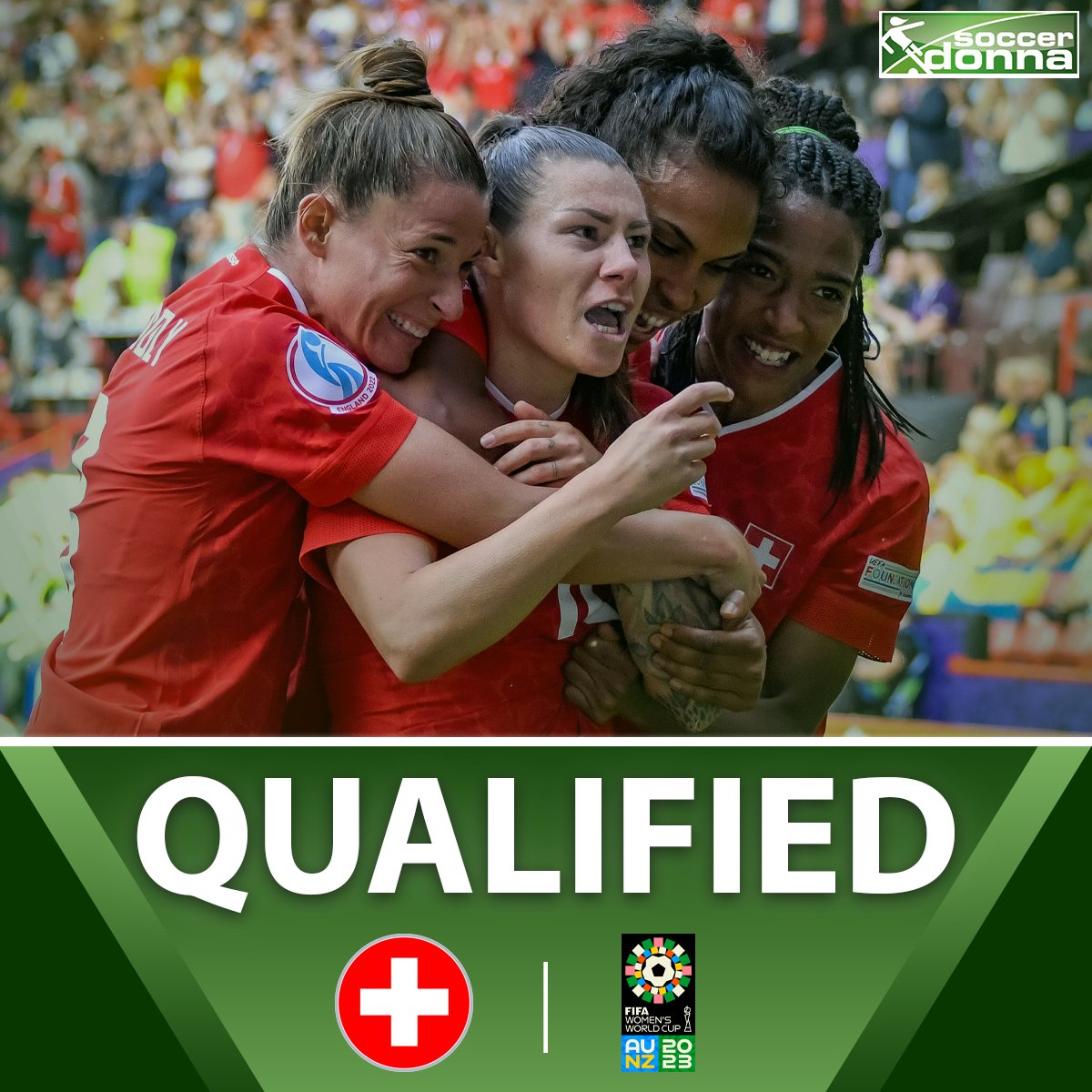 soccerdonna's tweet photo. A goal in additional time of the extra time by Fabienne Humm, Switzerland 🇨🇭 qualifies directly to the FIFA WWC 2023. Congratulations 👏🏻
#suiwal #fifawwc2023 #playoffs https://t.co/pR83wIQUDl