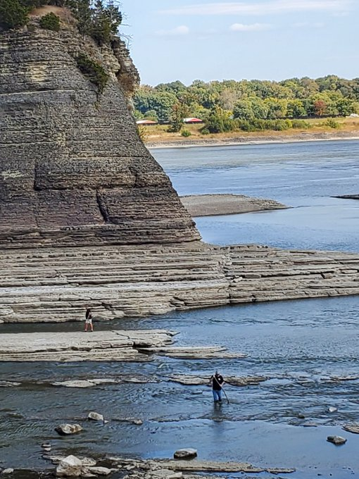Tower Rock  Mississippi River  Perry County Mo.  110 Miles South of St. Louis   Click link for info en.wikipedia.org/wiki/Tower_Rock Come Visit  I did Oct. 10, 2022  Last person on right  Me coming back   Click pic see BIG...
