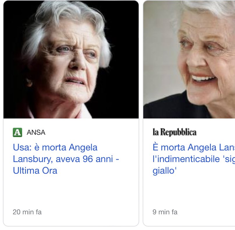 Gesù non te potevi raccoglie Pillon no tu devi sempre colpire al cuore sembri mia madre quando mi metto un vestito e mi dice che sono grassa con qualche parafrasi BASTA BAS TA.
#AngelaLansbury