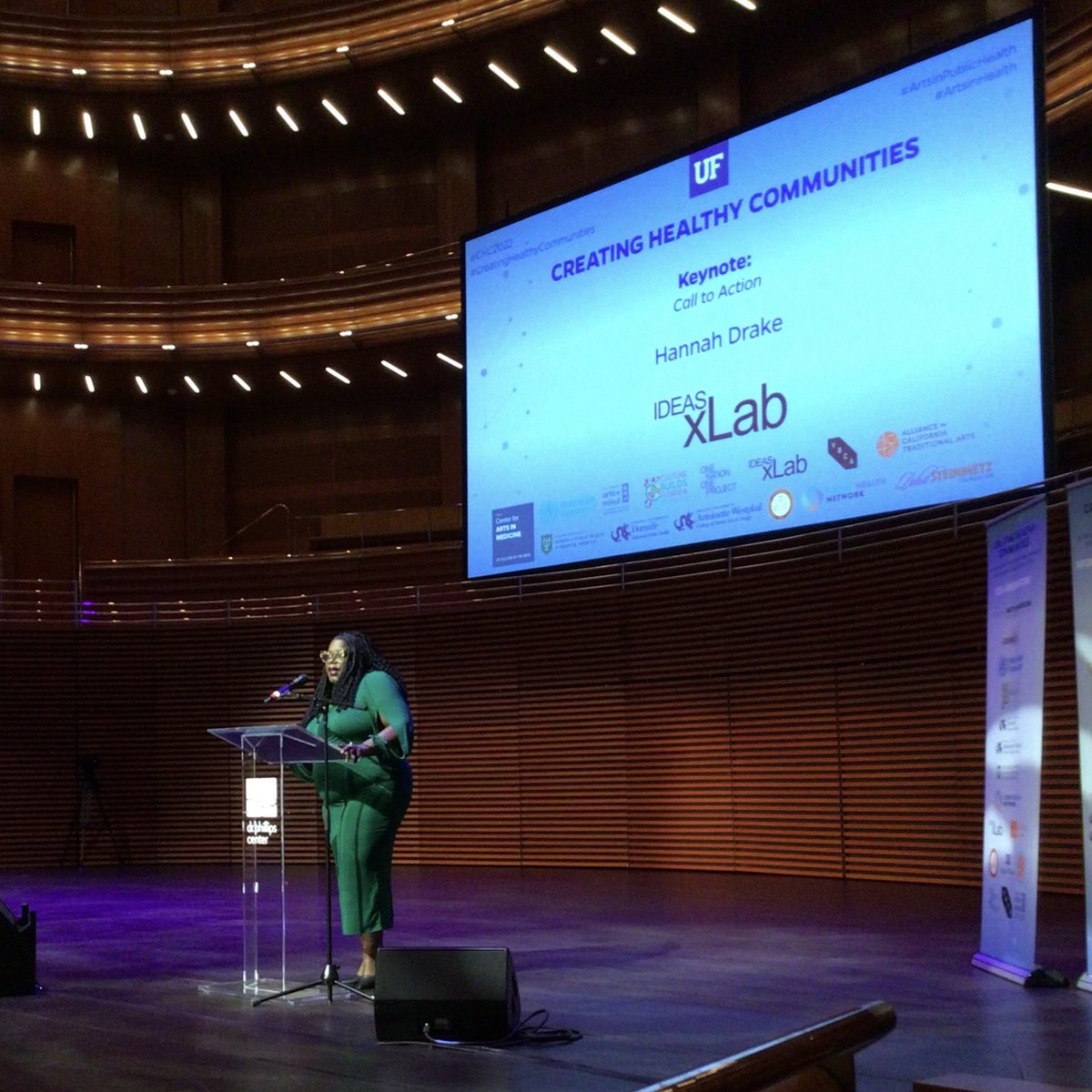 ideasxlab's tweet photo. “Whose permission are you waiting on to change the world?” Our Chief Creative Officer @hannahdrake628 closes out the 2022 Creating Healthy Communities Convening 💥 

@UFCAM #artsinpublichealth https://t.co/gbtF8BdocV