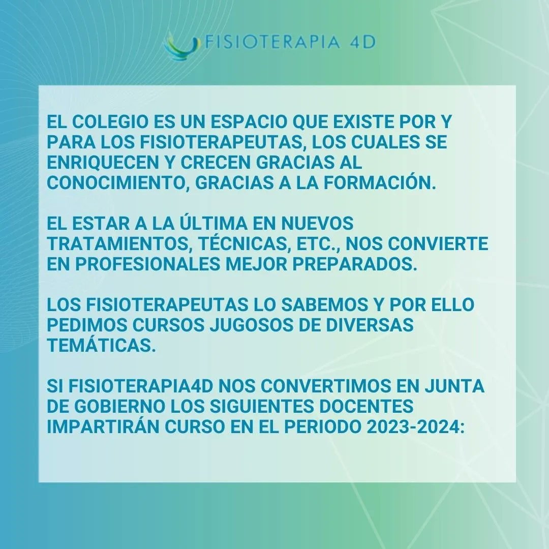 Fisioterapia4D's tweet photo. ✏️ El colegio es un espacio que existe por y para los Fisioterapeutas, los cuales se enriquecen y crecen gracias al conocimiento, gracias a la formación.

👉El estar a la última en nuevos tratamientos, técnicas, etc., nos convierte en profesionales mejor preparados. 
(HILO 1) https://t.co/tU9y6gcC3K