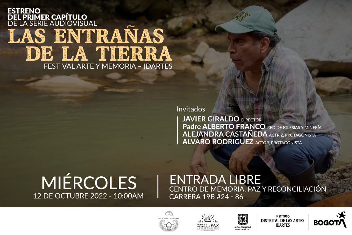 📌 Mañana tendremos en el <a href="/centromemoria/">Centro de Memoria, Paz y Reconciliación de Bogotá</a> el estreno del primero capítulo de la serie audiovisual “Las entrañas de la tierra”. El espacio contará con un conversatorio entre su director y sus protagonistas.

📆 Miércoles 12 de octubre, 10:00 a.m.
#EntradaLibre