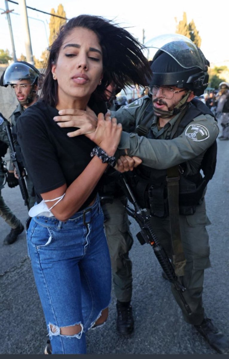 MuznaShihabi's tweet photo. An Iranian woman, sorry Ukrainian, no actually Palestinian under #apartheid regime 👇 https://t.co/h8EqypaZdl