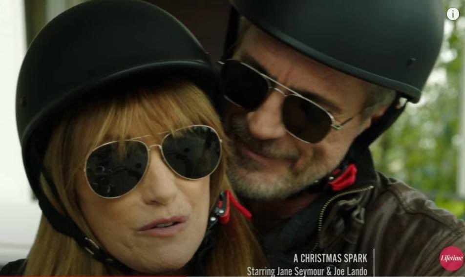 From a preview of “A Christmas Spark.”  He asks, “Ready?” And she replies, “I was born ready.” #janeseymour #joelando #lifetime #achristmasspark #drquinn #costars
