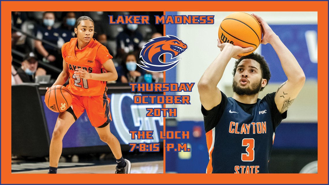 MARK YOUR CALENDARS!!

Laker Madness is just 9 days away!

Showcasing your 2022-23 Clayton State University men's and women's basketball teams! Entry is free so come out to the Loch from 7-8:15 on Thursday, October 20th!