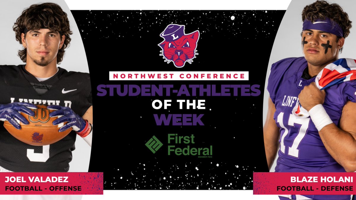 These two took care of business in Linfield's 35-17 win at Whitworth.

Congrats to Joel Valadez and Blaze Holani, your <a href="/NorthwestConf/">Northwest Conference</a> Football Student-Athletes of the Week!

📰: bit.ly/3Cq8JDY

#RollCats | #Catdome | #FeedTheStreak | #d3fb