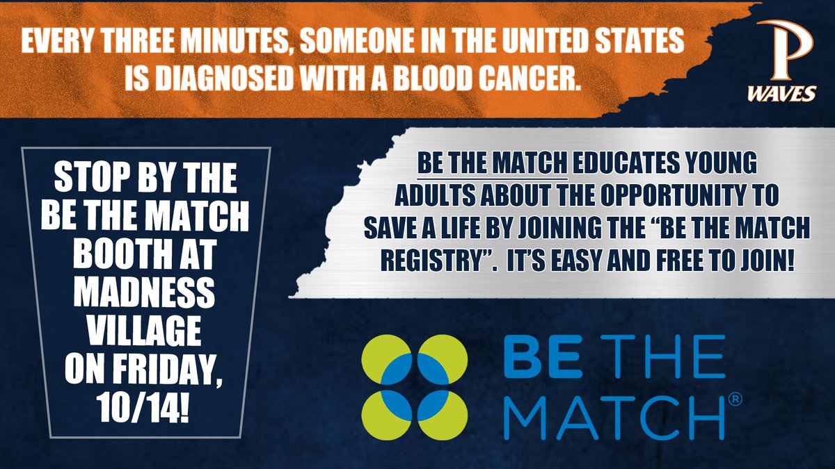 All it takes is a simple cheek swab! ... Stop by the @BeTheMatch booth at Madness Village today from 5:30 - 8 PM to see if you could e someone's only hope for a cure! #WavesUp | #TeamPepperdine