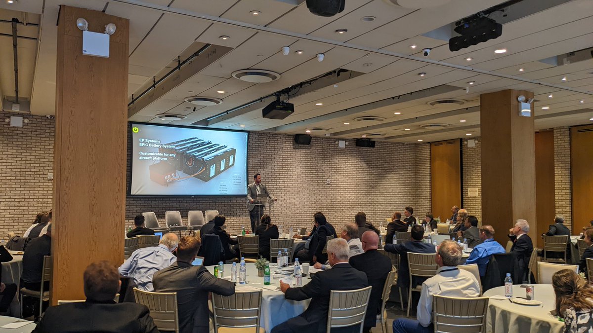 eVTOLInsights's tweet photo. Really interesting presentation from Mike Armstrong at @Systems_EP on electric battery technology and development, including its EPIC product. He mentioned estimates of 5k-6k cycles before the pack would need replaced in an aircraft. #eVTOLInsightsNY https://t.co/sXLRM2T6It