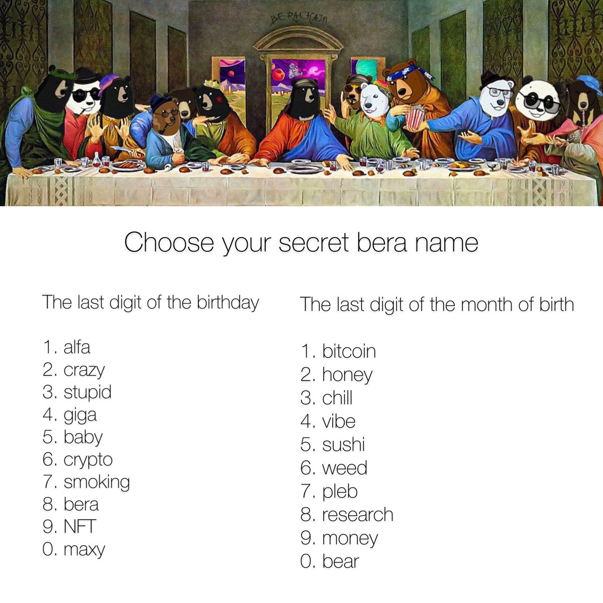 what's your secret bera name? write it in comments 🐻⛓
