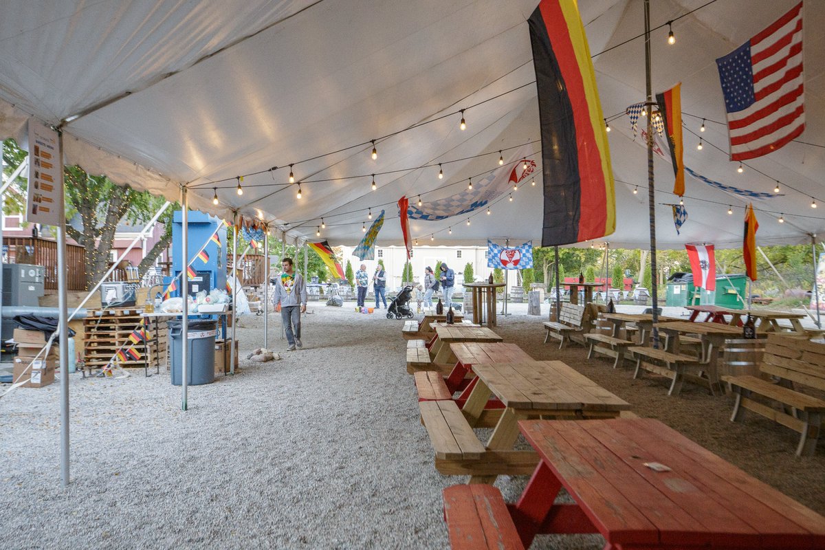 Don't let a little rain stop you from that cold beer after work you've been dreaming about since around 9:07 a.m. Our Oktoberfest tent is up all month long. We literally got ya covered!