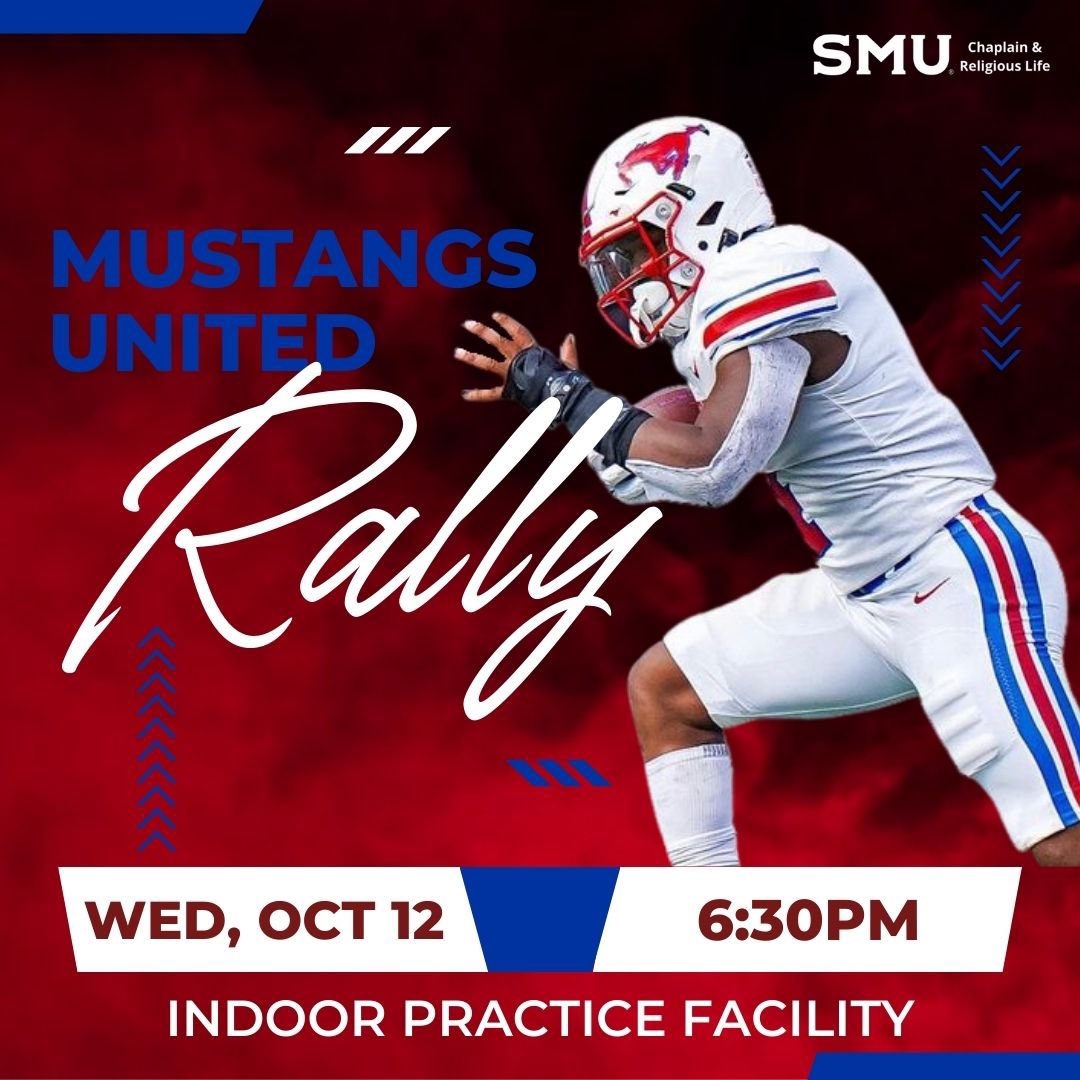 SMUFCA's tweet photo. Hump day is the best day for a mid-week RALLY! Join us Tomorrow (Wednesday) night for MUSTANGS UNITED Rally at 6:30pm in the IPC!
✅ Free food
✅ Fellowship
✅ Fun
All students are welcome! See you then! 😃🎉
#smuaia #smufca #mustangsunited https://t.co/UevLuxX3ia