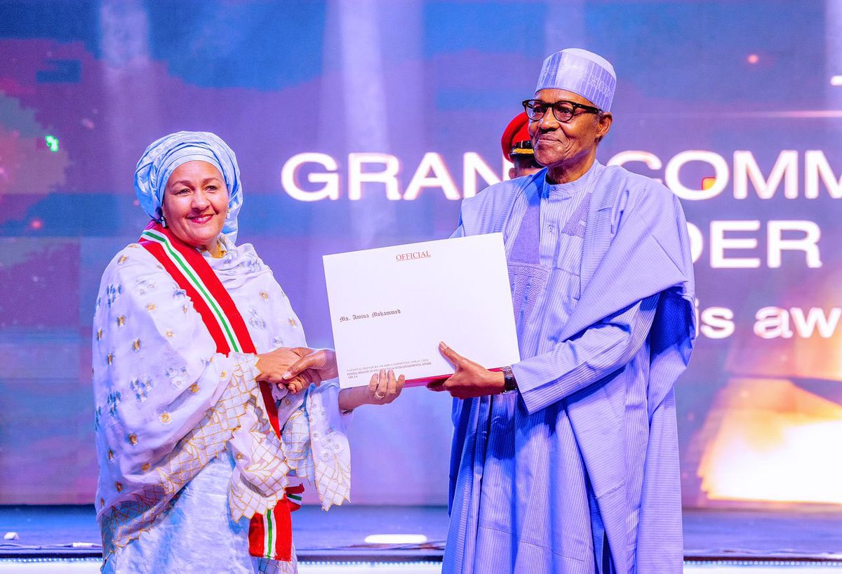 Congratulations to @UN DSG @AminaJMohammed on being conferred the prestigious and well-deserved title of Grand Commander of the Order of the Niger. I'm honoured to serve under your exemplary leadership and commitment to achieving the #SDGs - towards a sustainable future for all.