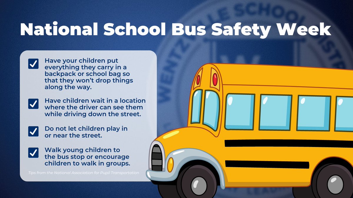 WSDinfo's tweet photo. It's #NationalSchoolBusSafetyWeek! Thank you to our nearly 140 bus drivers who do an amazing job keeping our students safe. Be sure to thank your drivers and aides this week! #WeAreWentzville @WSDSchoolBus https://t.co/DZ3dUDVltY
