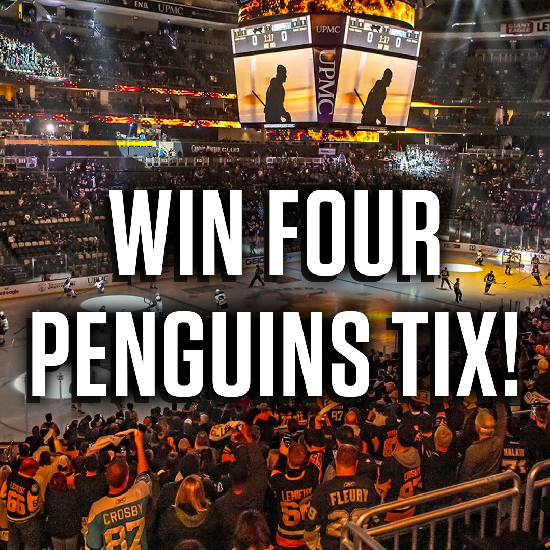 Not 1, not 2, not 3...

We're giving away FOUR tickets to this Saturday's Penguins game! 🥳

If you want to see them take on the mighty Tampa Bay Lightning at home, here's your chance.

Just retweet this tweet and follow us to enter. We'll DM a random winner TOMORROW at 5 PM ET.