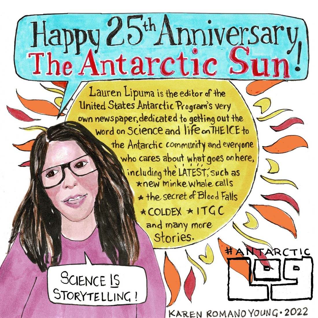 AGU_SciComm's tweet photo. While many of us in the states &amp; elsewhere prepare for fall &amp; winter, it's spring in Antarctica! This week @DoodlebugKRY features #SciComm -er @Tenacious_She of US Antarctic Program as she heads back to the ice in our next #AntarcticLog https://t.co/3hCmb3fgr1 #SciArt #AGUBlogs https://t.co/HTvsyLxkNi