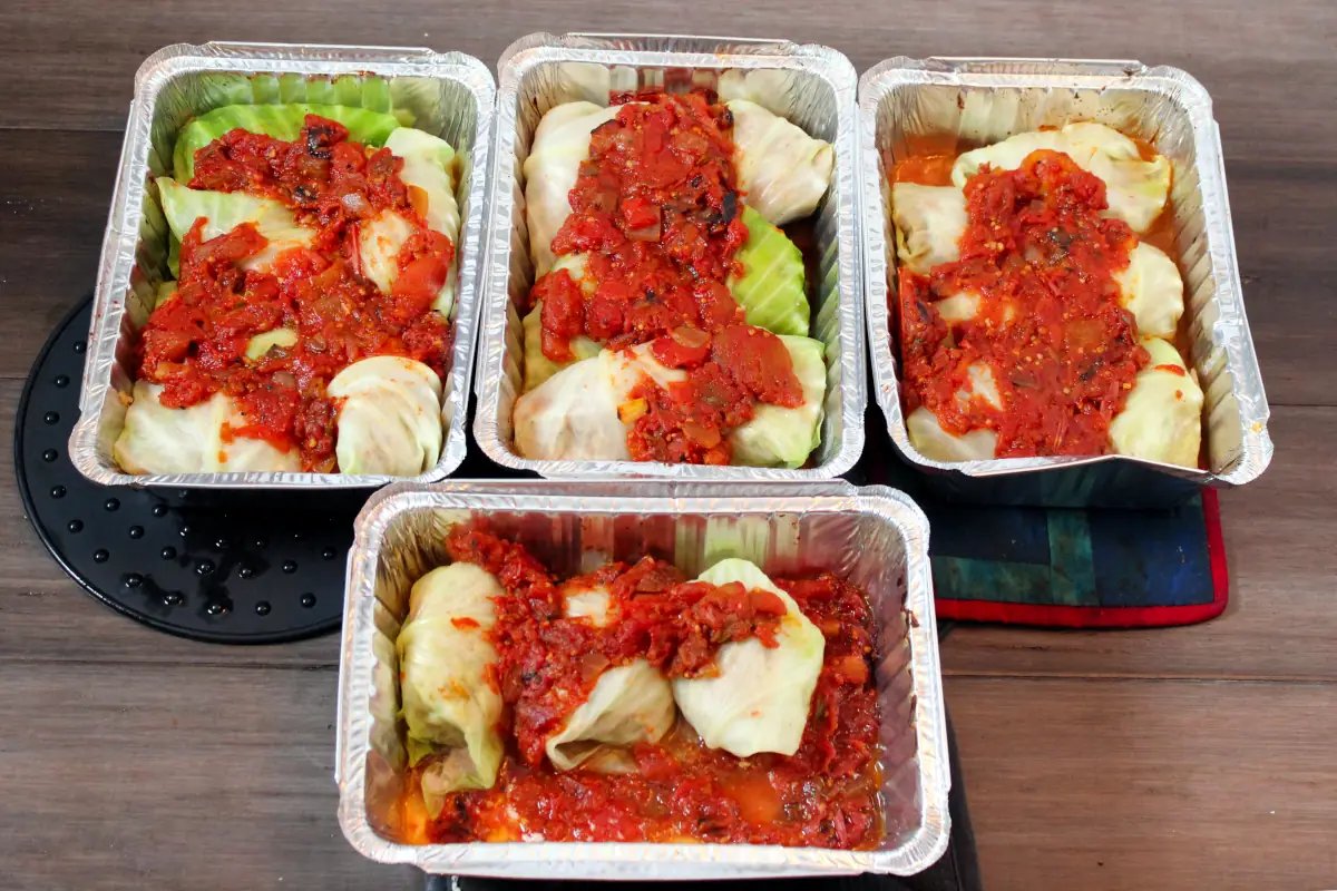 FreshCookedFun's tweet image. I took some heads of cabbage from my garden and made cabbage rolls!   I do this every year to fill out the freezer with easy meals.  Just reheat a pan and serve.