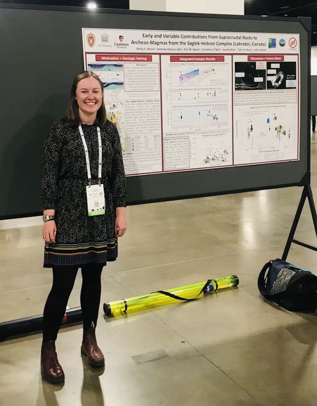 emilyemixon's tweet photo. Are you at #GSA2022? Come see my poster about oxygen isotopes in #zircon from #WiscSIMS lab and what they can potentially tell us about tectonomagmatic processes in the Archean! Booth 40 from now until 6ish! @geobadgers @GSAgeochron https://t.co/ATtHoAmCQ7