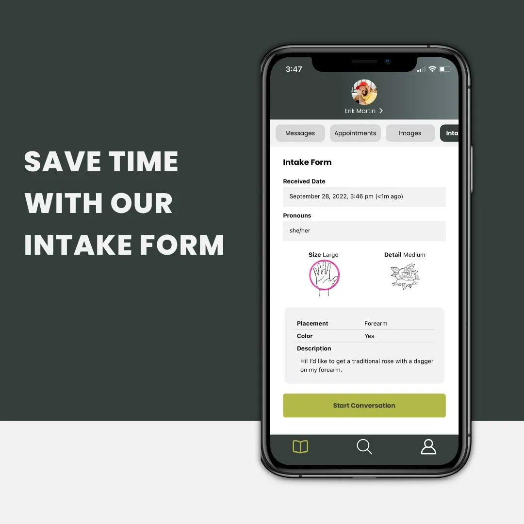 tatstat_io's tweet photo. Reduce the back and forth messages that normally come along with booking your tattoo clients. Receive intake forms when your clients request an appointment, saving you time and headaches.
#tattoointakeform #intakeform #tattoo #tattooartist #tattoist #tattoodesign #tattooart #ink https://t.co/vZEzKYCA5f