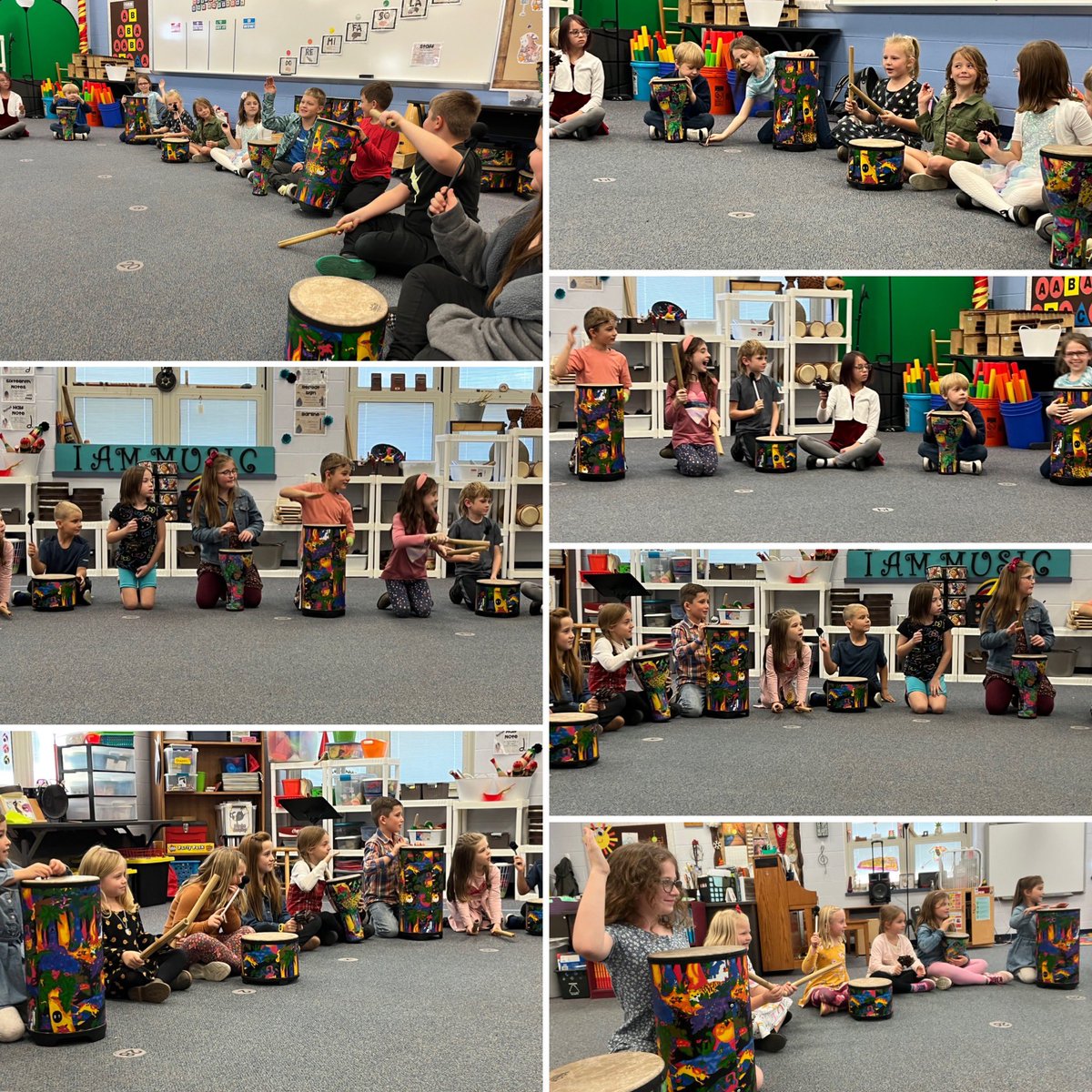 The second week of Music Explorers was spent doing drum circle activities!! In these pictures, we took turns being the conductor in “Let’s All Play The Drum!”