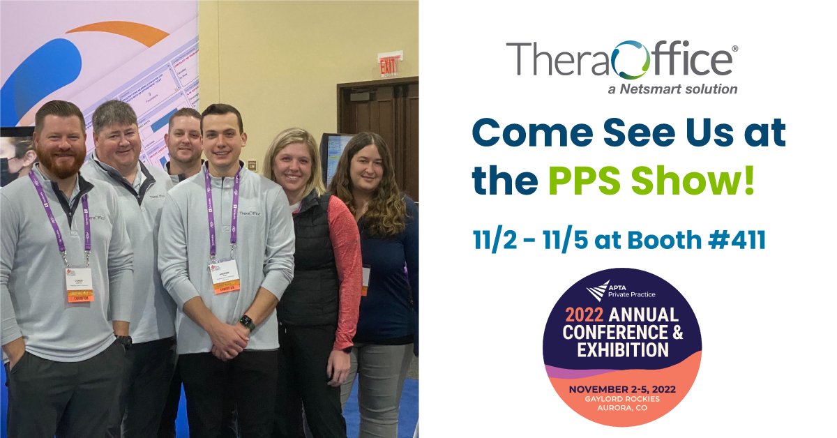 TheraOffice's tweet photo. We can't wait for the @pps_apta trade show in Colorado - less than a month to go! Retweet if we can count on seeing you at booth #4️⃣1️⃣1️⃣.

#TheraOffice #EMR #beyondtheplatform #physicaltherapy #tradeshow #ChoosePT https://t.co/bvL0apxNUj