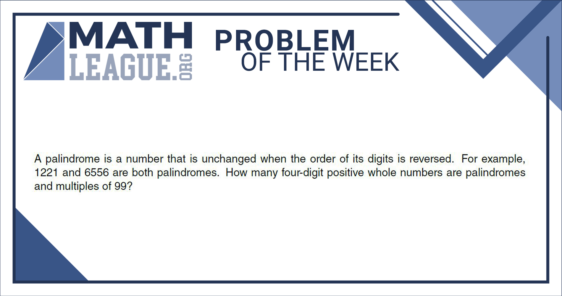 mathleague.org on Twitter: "Here is our elementary school problem of ...
