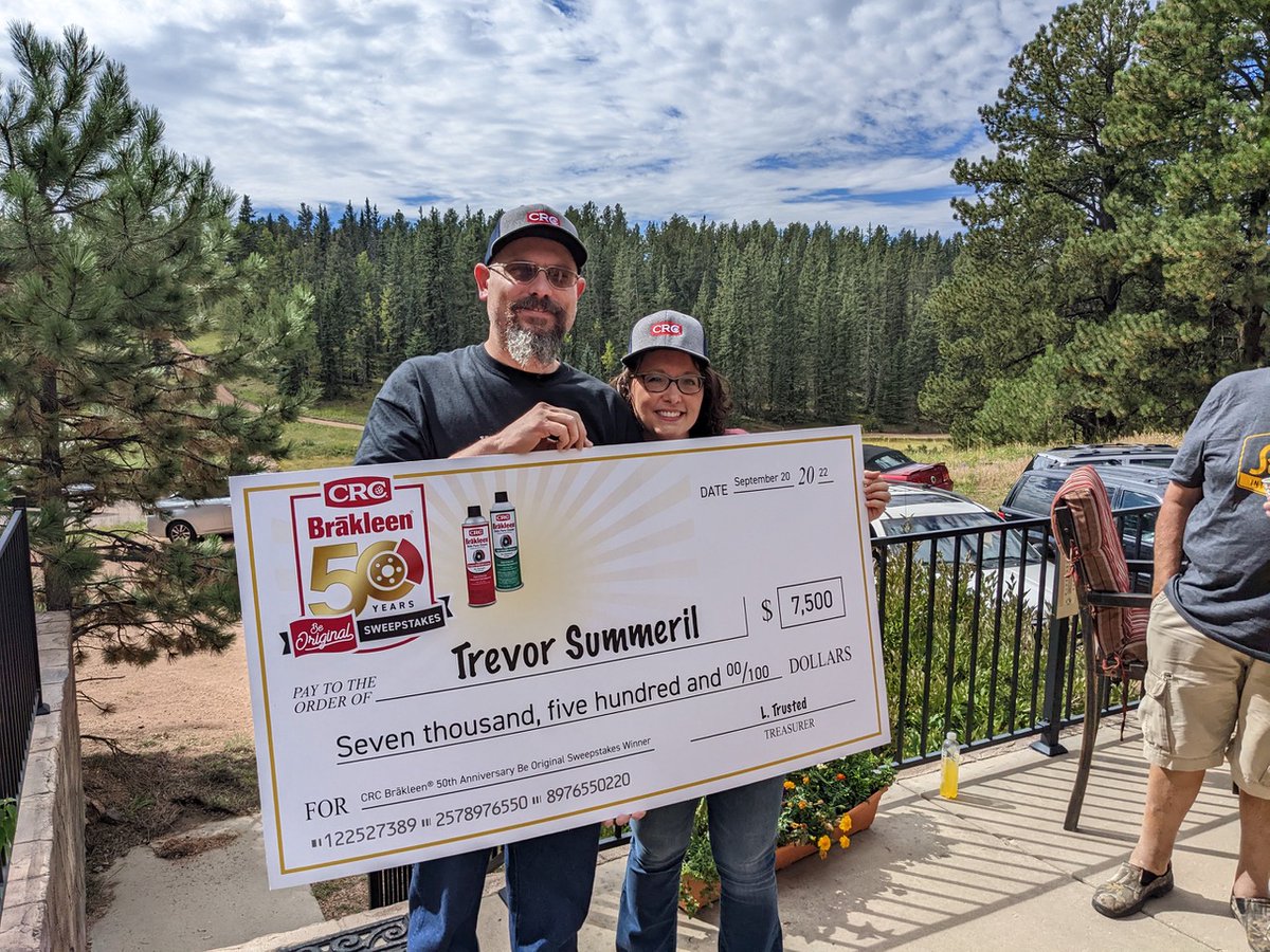 CRCAuto's tweet photo. Congratulations again to Trevor Summeril, the Grand Prize winner of the CRC Brākleen® 50th Anniversary Be Original Sweepstakes! 

Keep your eyes peeled for our next sweepstakes and remember to always ‘Be Original’! 

#CRCBeOriginal #CRCInd #CRCAuto #Brakleen50th #Sweepstakes https://t.co/PhPdAJgsNR