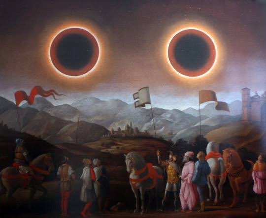 xe0_xeo's tweet photo. Paintings by French artist Laurent Grasso from a series titled "Studies into the Past" https://t.co/zWZHFqqpri