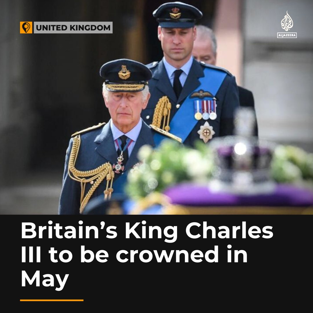 The coronation of King Charles III will take place on May 6 next year, Buckingham Palace has announced aje.io/6k79il