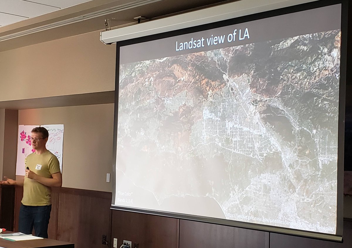 Astro's Ryan Anderson gets into the spirit of Earth Observation Day, presenting how remote sensing satellites like #Landsat work to #Education researchers, curriculum developers and collaborators of the #PLANETS project! #EarthScienceWeek #STEM #PLANETSSTEM