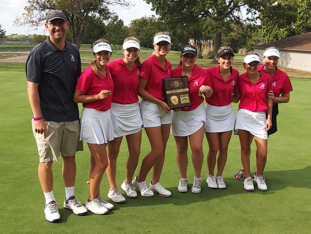 . <a href="/shsladyvikesgo1/">SHS Lady Vikes Golf</a> with its Class 5A regional championship trophy Tuesday at Lake Shawnee after winning in a tiebreaker over St. Thomas Aquinas.
