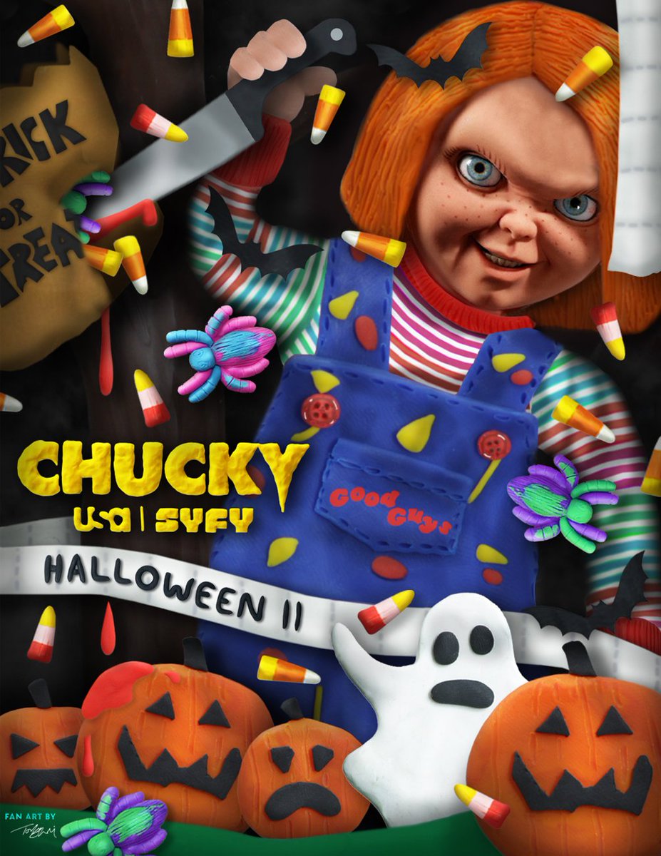 SYFY's tweet photo. .@ChuckyIsReal always know how to capture his good (guy) side. 
Artist: @animatortor https://t.co/OqkUx48jQI