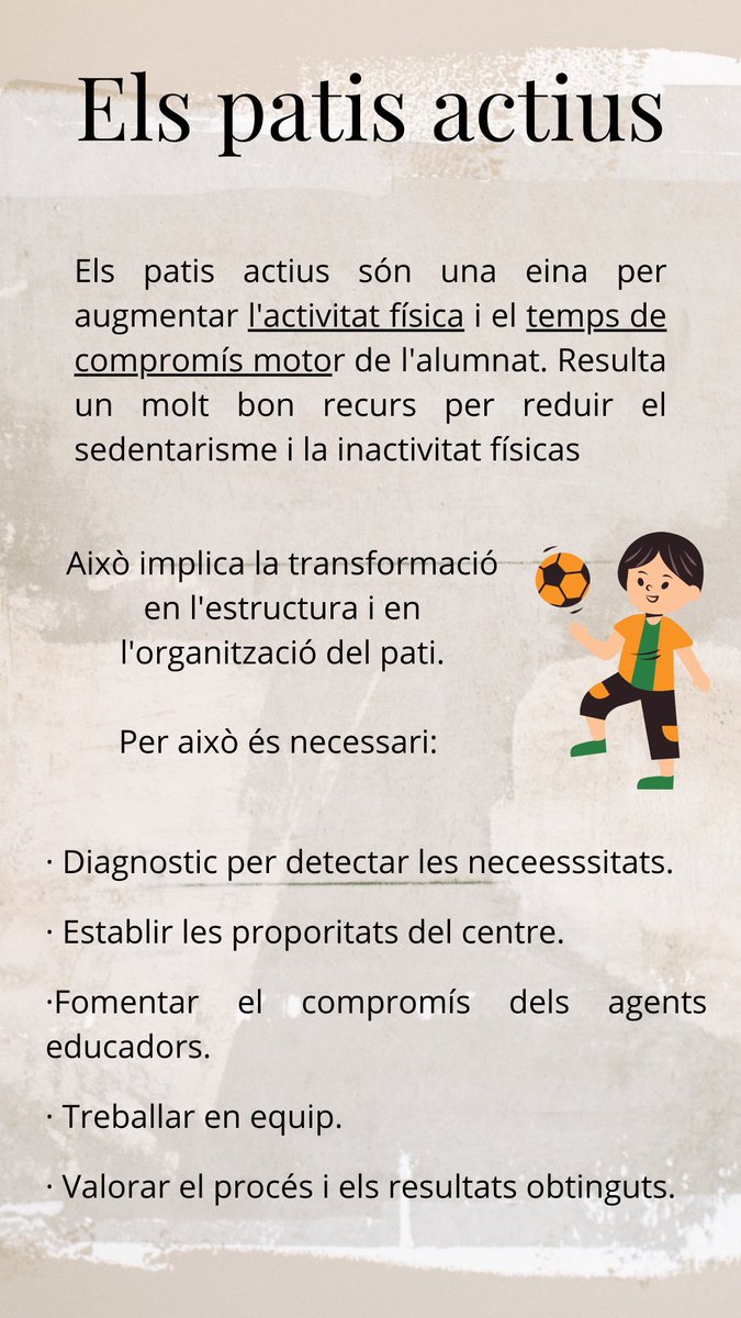 MyPEstudiants's tweet photo. Aquí us deixem una breu inforgrafia que hem creat on s'explica que són els patis actius i les característiques d'aquests.

@EFsaludable_UIB
 #22121_UIB https://t.co/XKwfYJ9Kpr