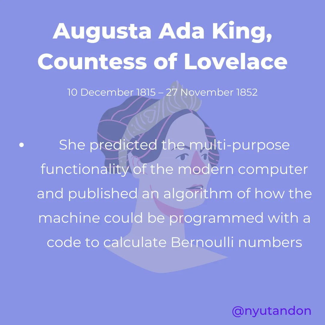 nyutandon's tweet image. Help us celebrate #AdaLovelaceDay by taking a look at the first #computerprogrammers many impressive accomplishments #NYUTandonmade #AdaLovelace #AdaLovelaceDay2022 #WomenInSTEM