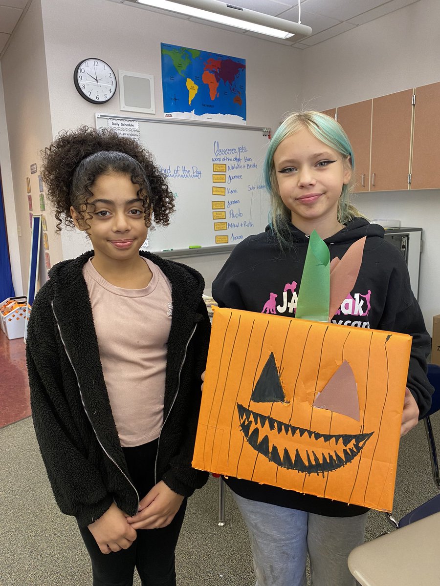 3/3: square pumpkins with Ms. Valdivia

Ss listened to “The Square Pumpkin” &amp; found the volume of a set of boxes. They were then challenged to make a volume net to cover their box. We then used our <a href="/Makedo/">Makedo</a> cardboard saws to carve the pumpkins! <a href="/SaltarsP/">Saltar's Point Elementary</a> <a href="/steillyschools1/">Steilacoom Schools</a> #steam