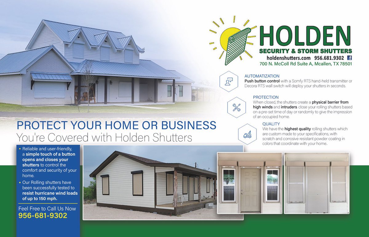 OleDecor's tweet photo. Reliable and user-friendly, a simple touch of a button opens and closes your shutters to control the comfort and security of your home! Holden Security &amp; Storm Shutters have been successfully tested to resist hurricane wind loads of up to 150 mph! https://t.co/OxsUNeUKfB