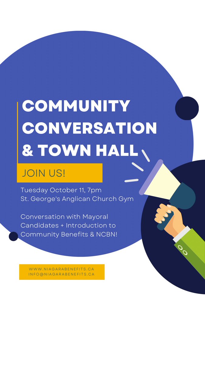 Happening tonight! Join us at 7, or stay tuned for when we post the recording. 

Have questions related to poverty reduction and community benefits for #stcatharines mayoral candidates, or for us? DM them to us!